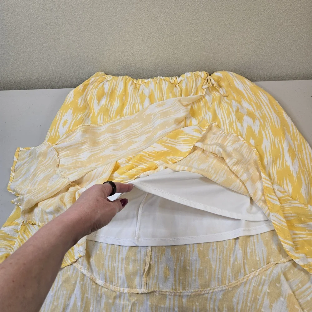 NWoT Torrid Yellow Faux Wrap Surplice Midi Dress Yellow White Size 1 (14/16) - Picture 8 of 16